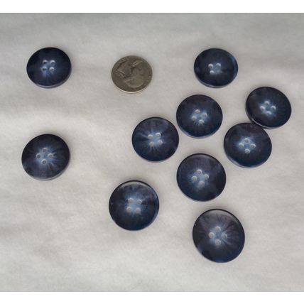 NN10 Dark Blue Coat Button 25mm 1 Inch 4 Hole 10 Pieces Sewing Crafting