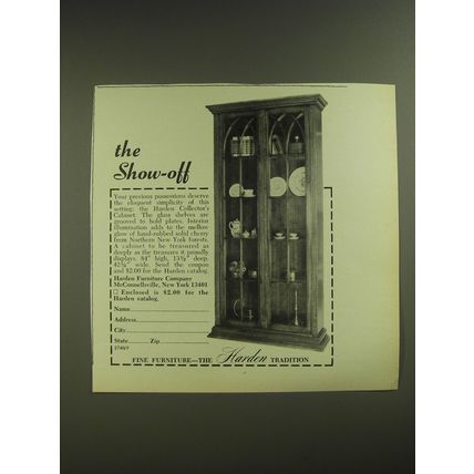 1974 Harden Collector's Cabinet Ad - The show-off