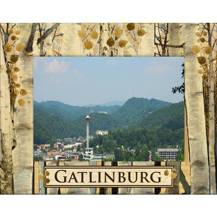 Gatlinburg Tennessee with Trees Laser Engraved Wood Picture Frame (5 x 7)