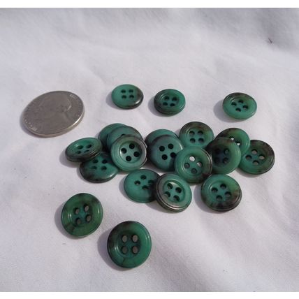 SS20 20 Green Shirt Buttons 12mm 7/16 Inch 4 Hole Resin Sewing Crafting