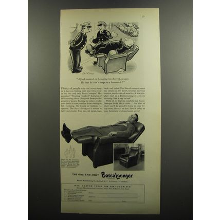 1952 Barcalounger Chair Advertisement - cartoon by Carl Ryman