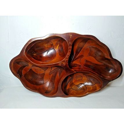 St. Maarten Wooden Tray for Serving; Chips, Candy, Decor - Unique Carved!