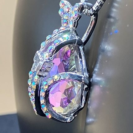 Necklace Crystal Amethyst Heart Shape Butterfly Birthstone Pendant #462