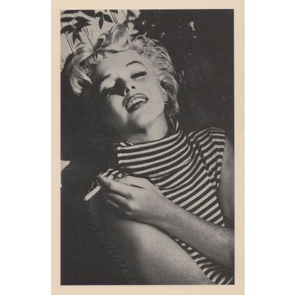 Marilyn Monroe Smoking Rare 1980s Striped Top Postcard