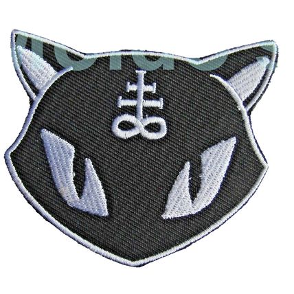 Cat Iron On Badge Embroidered Witch Wiccan Mystic Cloth Gothic Magic Black P366
