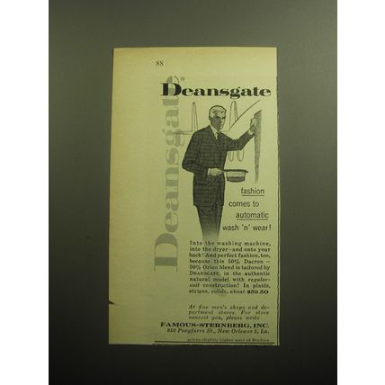 1958 Deansgate Suits Ad - Fashion comes to automatic wash 'n' wear