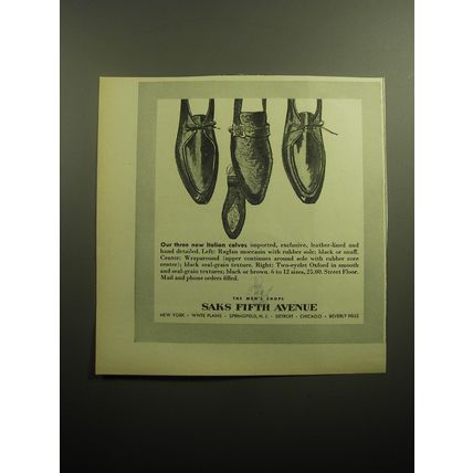 1958 Saks Fifth Avenue Shoes Ad - Our three new Italian Calves