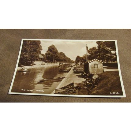1950's real photo Postcard - Canal & Hut scene, Hythe - Kent