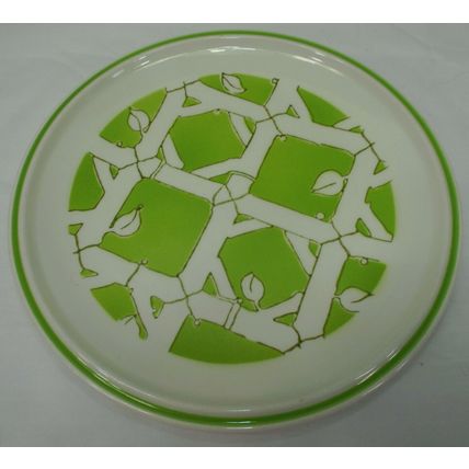 4 Rare 1970s Mikasa Everfresh C8402 Bread Plate Set Green Bamboo Yellow Flower