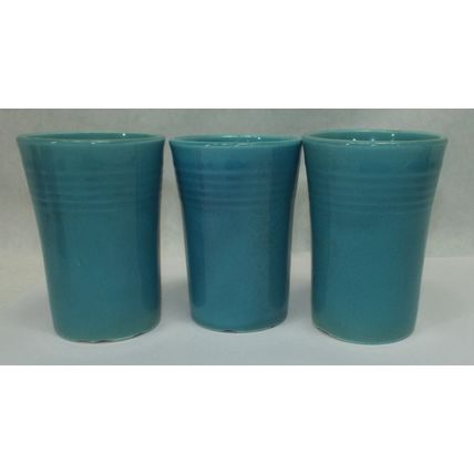 3 Vintage Fiesta FIESTAWARE Juice Cup Glass Turquoise Blue HLC 1930's 3 3/4"