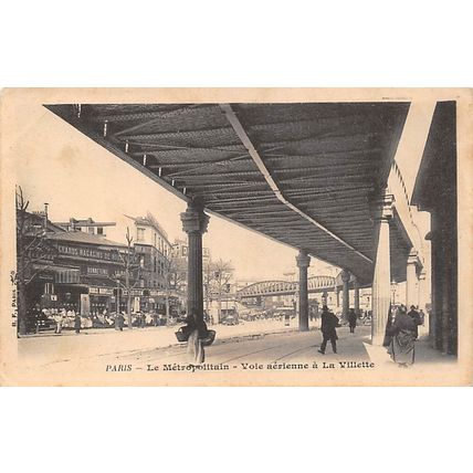 Paris - Le Metropolitain - Votre aerienne a La Villette: u/b printed postcard vi
