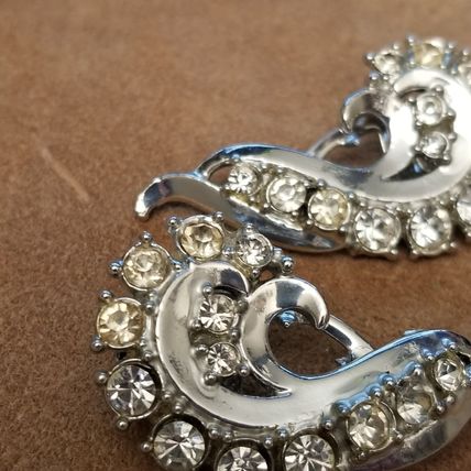Vintage Silver Tone Rhinestone Scarf Clips