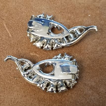 Vintage Silver Tone Rhinestone Scarf Clips