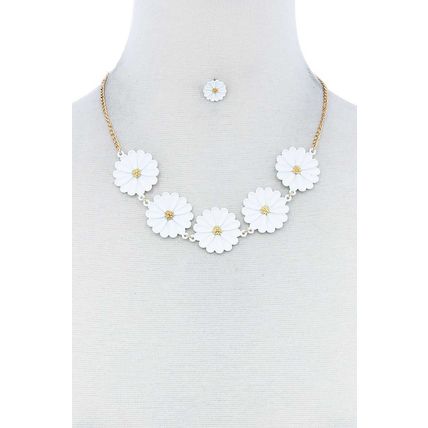 Fashion Cute Multi Tender Flower Necklace And Earring Set