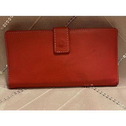 A Very Cool Beautiful Redish Orange Leather Barr + Barr New York Clutch Wallet