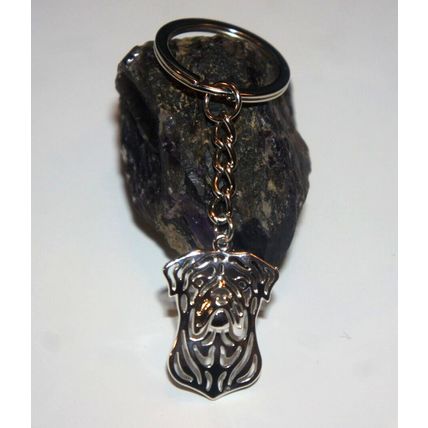 BULL MASTIFF METAL KEY RING WITH KEY CHAIN & VELVET GIFT BAG