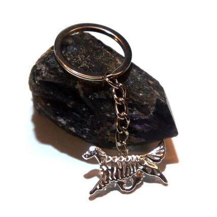 ENGLISH SETTER DOG KEY RING WITH KEY CHAIN & VELVET GIFT BAG