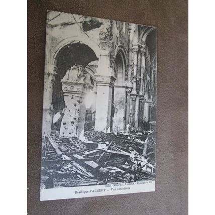 Meleye Postcard - World War 1 Artillery Damage, Basilique d'Albert