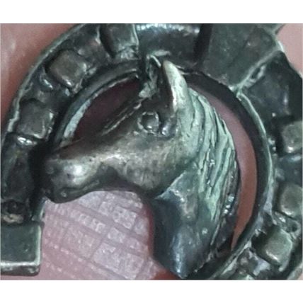 Antique Vintage Victorian 1860-s Silver Horseshoe 2 Sided Pendant on Modern Chai