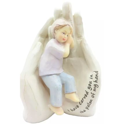 Palm of My Hand Boy Ornament with Sentimental Verse 15.5 CM Christianity Faith