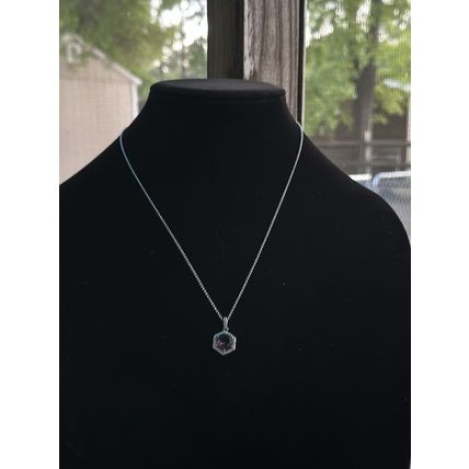 Bomb Party BP Necklace RBP Hexagon Bicolor Purple/Green 18" Rhodium P Stylish