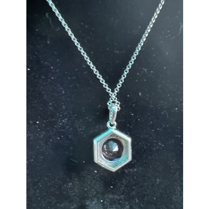 Bomb Party BP Necklace RBP Hexagon Bicolor Purple/Green 18" Rhodium P Stylish