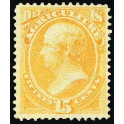 O7, Unused FVF Without Gum 15¢ Official Stamp SCV $225 - Stuart Katz