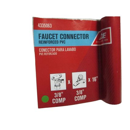 Faucet Connector Supply Line 3/8" Compression x 3/8" Compression x 16" 2 Pack