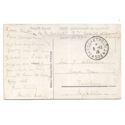 Postcard WW1 Salonika 1915 French military post Serbia ? Tresor et Post 508