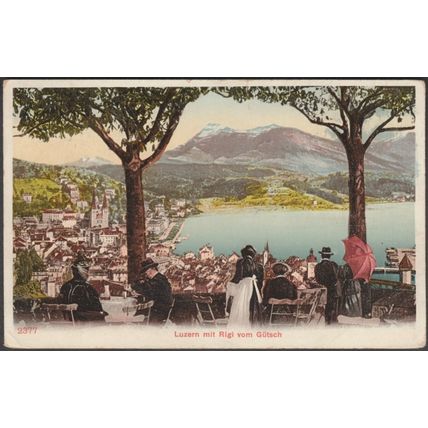 Luzern mit Rigi von Gütsch, 1920 - AK