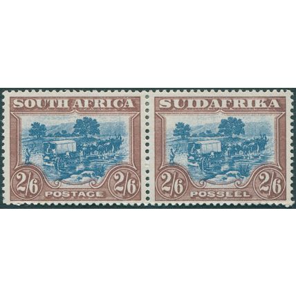 South Africa 1944 2s.6d. blue & brown SG49b unused pair