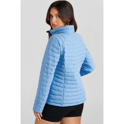Myosotis Solid Color Quilted Zip-up Puffer Jacket
