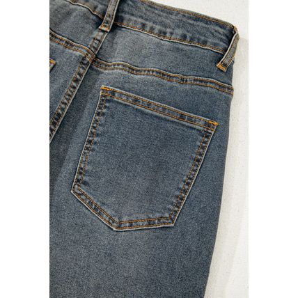 Sail Blue Exposed Stitching Loose Straight High Waist Jeans