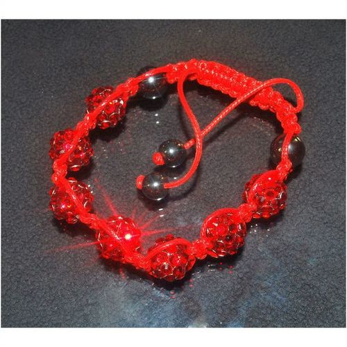 Red Disco Balls Crystal Black Hematite Shambala Bracelet Bangle Jewellery 1796
