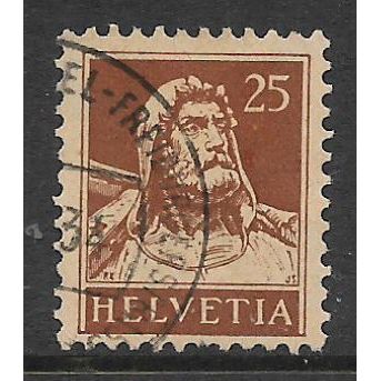 SWITZERLAND 1914 WILLIAM TELL 25c BROWN ON BUFF SG 292 FINE USED#