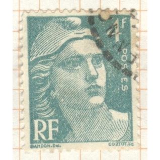 France Stamps 1947 - 4f bluish green "Marianne" - used
