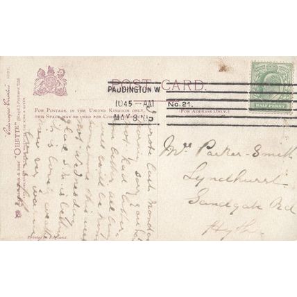 Penshurst Square Kent Posted From Paddington Station WW1 Postcard