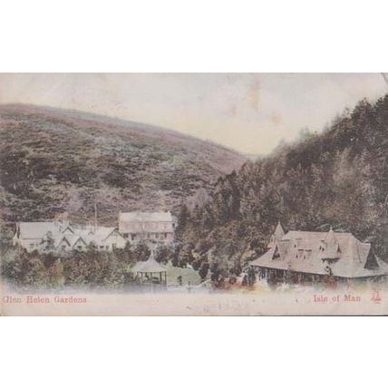 Glen Helen Gardens Isle Of Man 1905 Antique Aerial Postcard