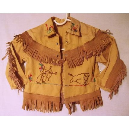 Vintage 1950s Childs Embroidered Native American Costume Walls of Texas Sz 3