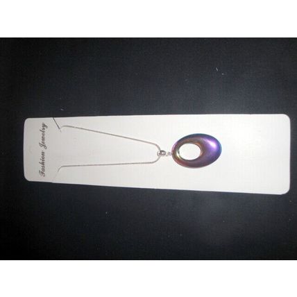 Reversible 29x16mm rainbow titanium Helios glass pendant & snake chain necklace