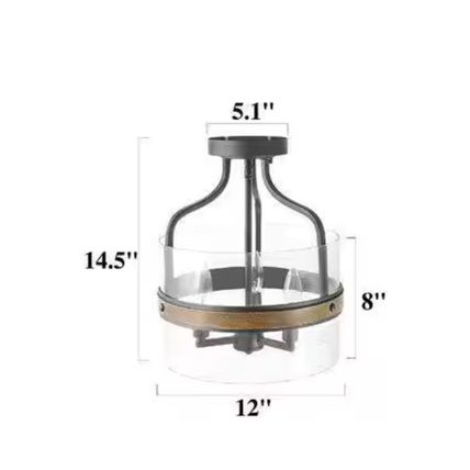 Zevni 5-Light Round Pumpkin-Shaped Clear Glass Island Pendant Light, Black