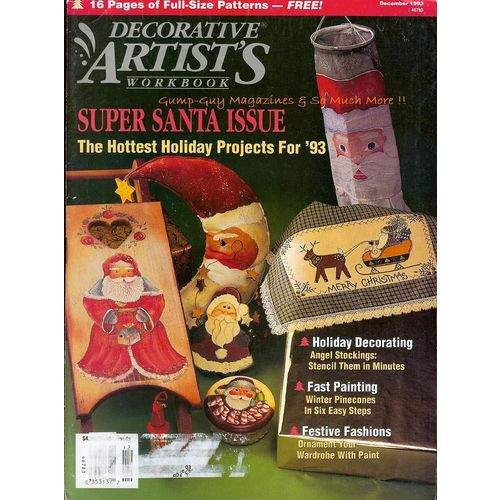 Decorative Artist's Workbook Dec 1993 Christmas Santa Project Angel Stocking