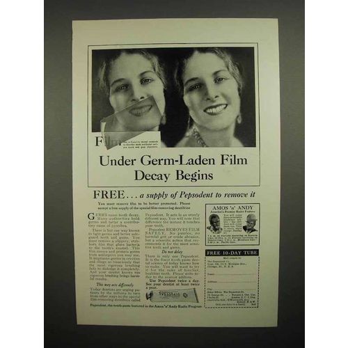 1930 Pepsodent Toothpaste Ad - Under Germ-Laden Film