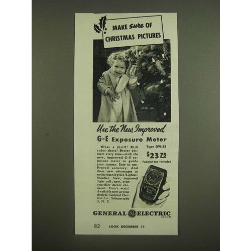 1945 General Electric DW-58 Exposure Meter Ad - Make sure of Christmas Pictures