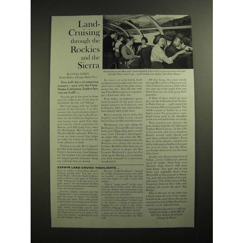 1960 California Zephyr Train Ad - Land-Cruising Through the Rockies