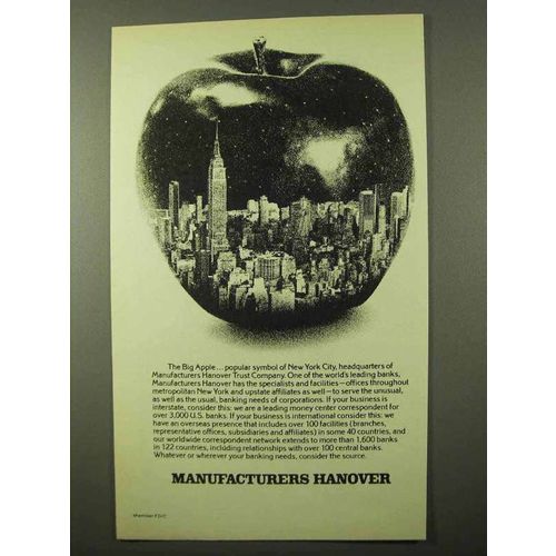1977 Manufacturers Hanover Ad - The Big Apple