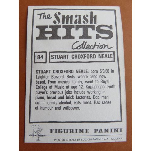 Smash Hits 1984 Panini Sticker No 84 Stuart Croxford Neale