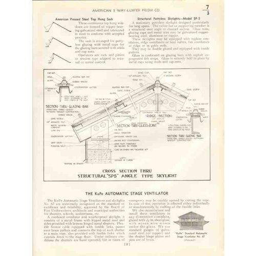 american 3-way-luxfer prism company 1938 roof skylight vintage catalog