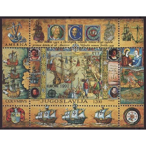 Jugoslavia 1992 SG MS2787 UMM Minisheet Europa/CEPT (G-208)