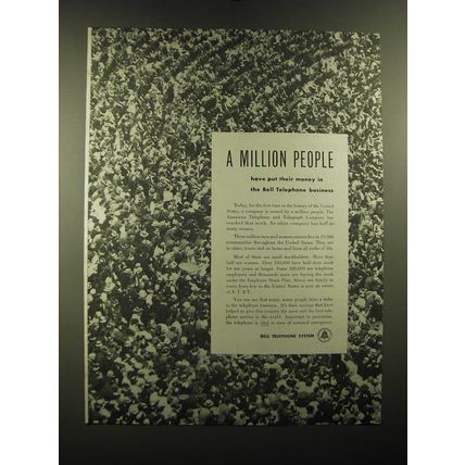 1951 Bell Telephone System Ad - A million people have put their money in